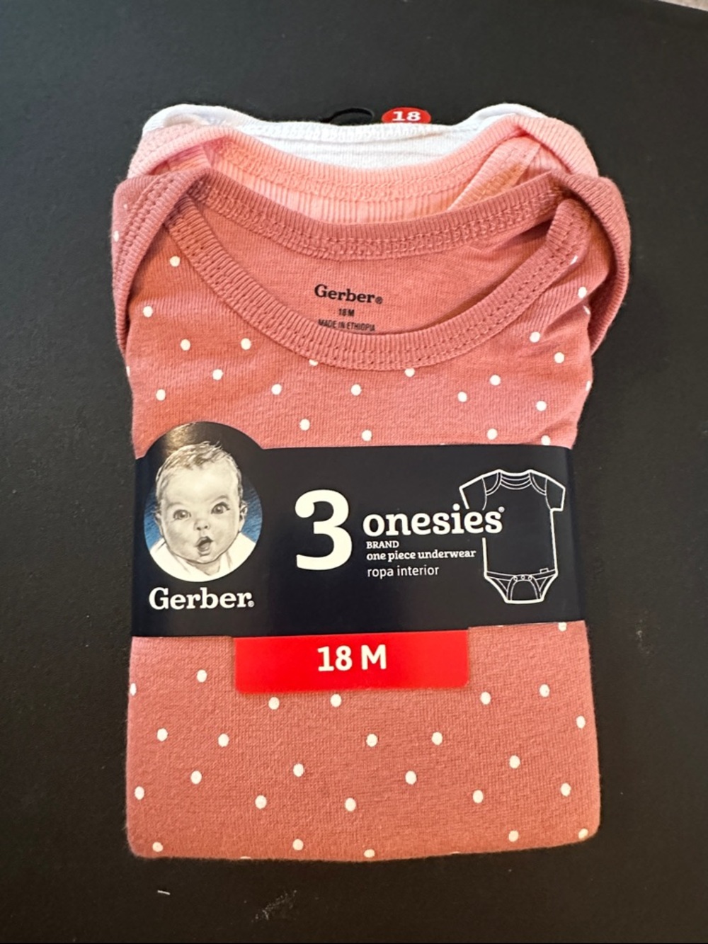 Gerber Pink 3-Pack Baby Onesies